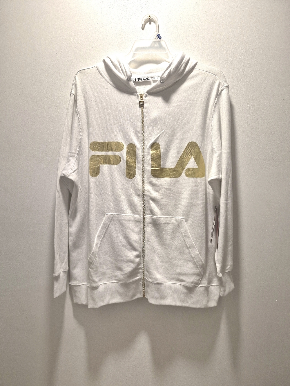 Womens White Fila Zip Hoodie Size 2X New
